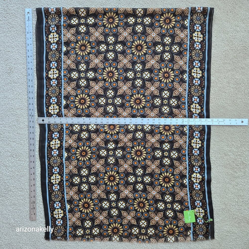 NWT Vera Bradley Medallian Flowers Brown Earth Tones Scarf - Picture 2 of 10